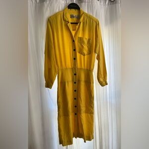 Women’s Size 6 Vintage Liz Claiborne Linen Blend Yellow Dress Housewife Small